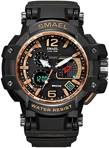 Imperius Sport Watches for Men Dual Time LED Digital Watch Quartz Big Dial 30M Waterproof Dive Wristwatch Rose Gold
