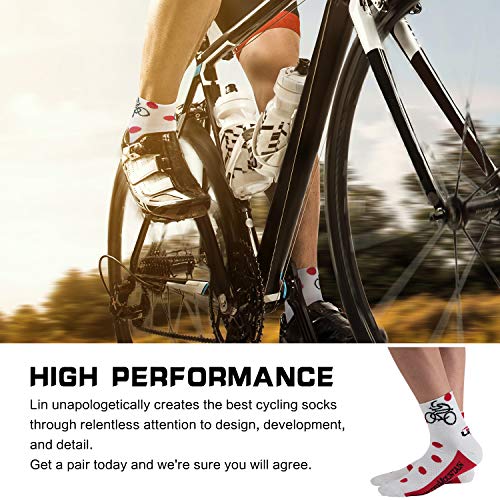 LIN 7 Pack Cycling Socks CoolMax Ankle Bike Socks Cool Funny Bicycle