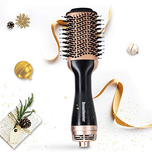 Hot-Air Brush, Negative Ionic Hair Dryer & Volumizer, One Step Hair Styler, Achieve Salon Styling at Home, 1000W, Black & Gold