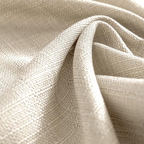 TOPICK Short Beige Kitchen Curtains 70L x 90H cm for Low Cabinet Window Cupboard with Internal Rod Pocket Small Curtain Modern 2 Panels