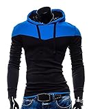 Next Class Men's Novelty Color Pullover Hoodies Sports Outwear US L(Asian Tag size XXL) Black&Royal Blue