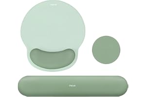 MOSISO Wrist Rest Support for Mouse Pad&Keyboard Set, Circle Curved Ergonomic Mousepad&Coaster Non-Slip Base Home/Office Pain Relief&Easy Typing Pad with Soft Cloth&Silicone Lining, Antique Green