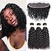 VTAOZI Brazilian Curly Human Hair 3 Bundles with Frontal Lace Closure 13x4 Ear to Ear Lace Frontal with 100% Unprocessed Virgin Kinky Curly Hair Bundles Natural Color (10 12 14 + 10 Frontal)