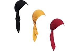 Pre Tied Chemo Head Scarf 3 Packed Beaine Skull Cover Cap for Women