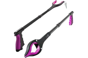 Grabber Reacher Tool - 2 Pack - Latest Version Long 32 Inch Foldable Pick Up Stick - Strong Grip Magnetic Tip Lightweight Trash Picker Claw Reacher Grabber Tool Elderly Reaching - by Luxet (Pink)