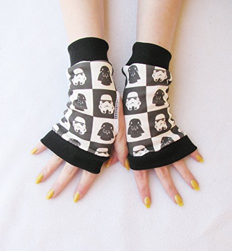 Black and White Whose your Daddy fingerless gloves cosplay costume - Image 3