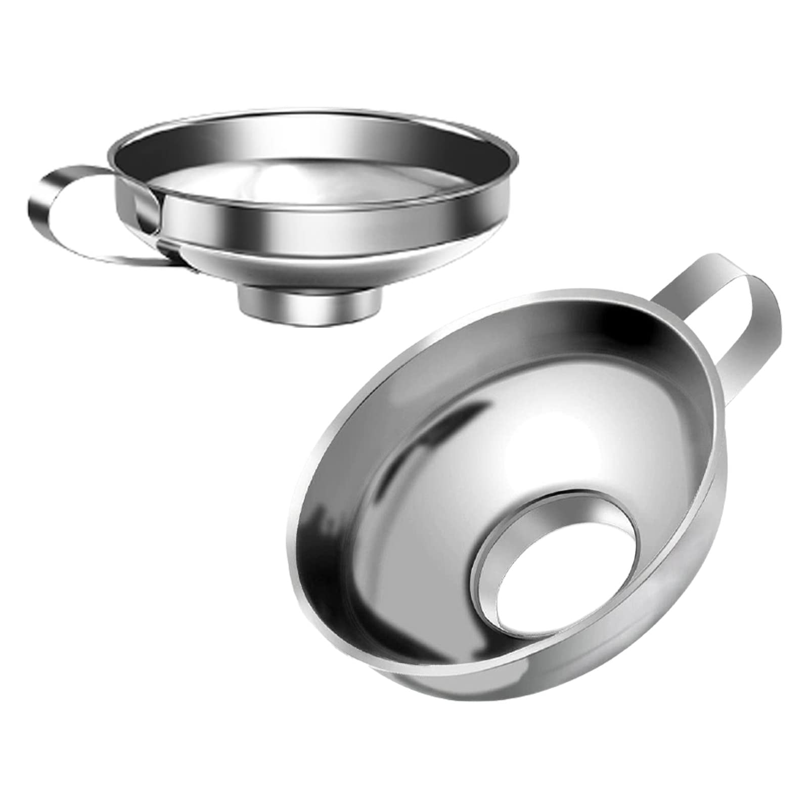 2Pcs Stainless Steel Jam Funnels Canning Funnel Wide Mouth Funnels Kitchen Set for Regular Fluid Oil Powder Beans Jar Flask