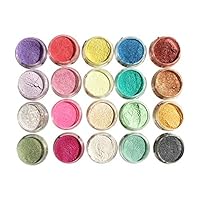 Honqaour Pearl Powder Pearlescent Powder Manual DIY Jewelry Filler Crystal Mud Epoxy Resin Color Dye Pigment with 20 Pcs/Set