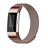 For Fitbit Charge 2 Bands, Charge 2 Milanese Loop Stainless Steel Metal Bracelet with Unique Magnet Clasp Replacement Bands for Fitbit Charge 2 Coffee Small