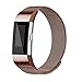 For Fitbit Charge 2 Bands, Charge 2 Milanese Loop Stainless Steel Metal Bracelet with Unique Magnet Clasp Replacement Bands for Fitbit Charge 2 Coffee Small