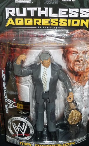 WWE Ruthless Aggression Series 28 Mr. Vince McMahon 1 of 500 Limited Edition Figure with Leather and Diecast Gold World Heavyweight Championship Title Belt Professional Wrestling Action Figure Toy by Jakks Pacific