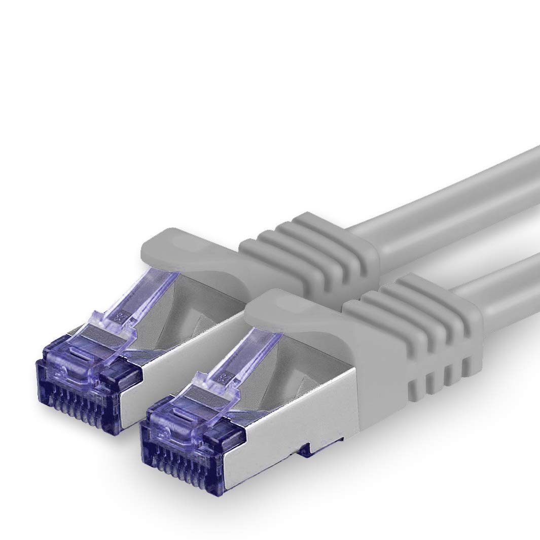 1aTTack.de Cat.7 network cable 15m - gray - 1 piece - Cat7 patch cable (SFTP/PIMF/LSZH) raw cable 10 Gb/s with Rj 45 connector Cat.6a - 1 x 15 meters gray