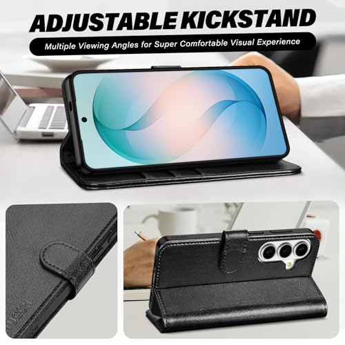 TUCCH Galaxy S26 Case, Protective Case with Card Slot, Folding Stand, RFID Blocking, TPU Inner Shell, Wallet PU Leather Compatible with Galaxy S26 5G (6.3 inch 2026), Textured Black