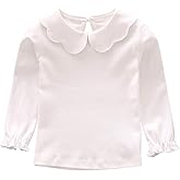 Baby Girl Kids Blouses Long Sleeves Solid Color Doll Collar T-Shirt Top Bottom
