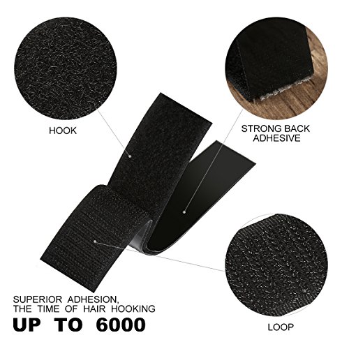 Self Adhesive Hook and Loop Tape roll Sticky Back Strip Adhesive Backed Fabric Fastener Mounting Tape for Picture and Tools Hanging Pedal Board Fastening by JIHO (2INCH, Black)