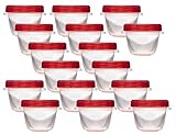 Rubbermaid 644766081134 TakeAlongs Twist and Seal Food Storage Containers, 1.2-Cup, Clear, Set of 4 (4-Pack of 4), 1, Red