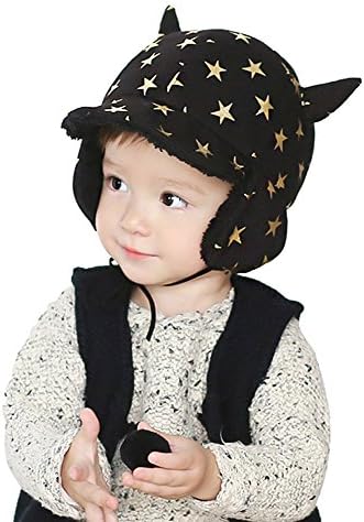 Lalago Winter Baby Warm Hat Ear Cap (black star)