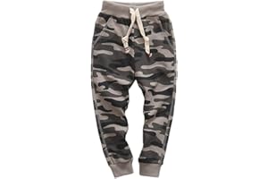 KISBINI Boy's Cotton Camouflage Sweatpants Sports Pants for Children