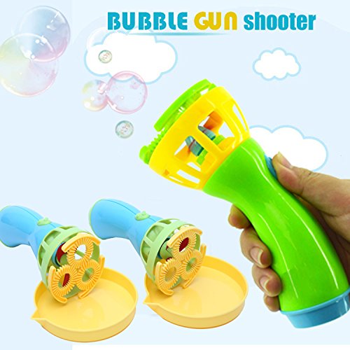 NV Bubble Gun Shooter Maker Kit Blower Machine for Kids,Set of 2, with Soap Dishes, Manual Wands and Screwdriver (Color may Vary)