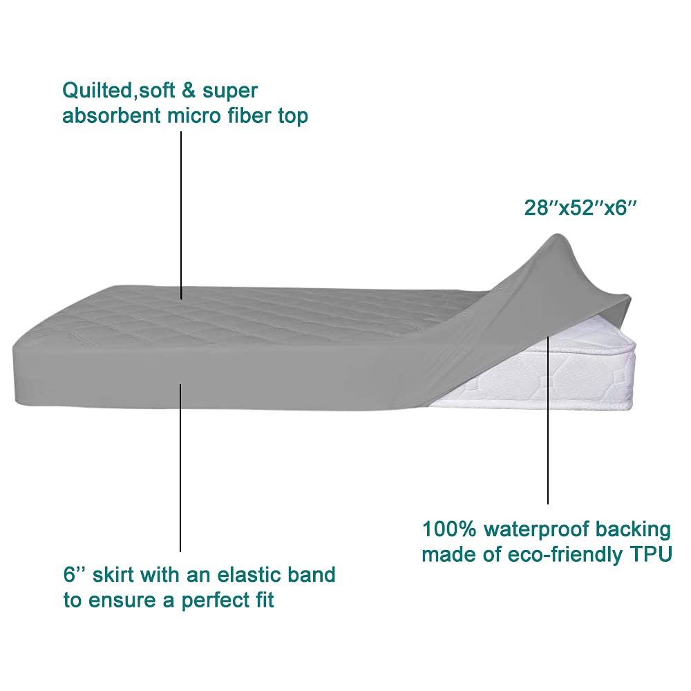 Yoofoss Waterproof Crib Mattress Protector, Quilted Fitted Crib