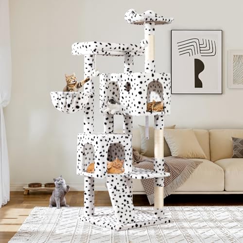 Allewie 64 Inches Cat Tree Tower/Multi-Level Activity Center for Indoor Big Fel…