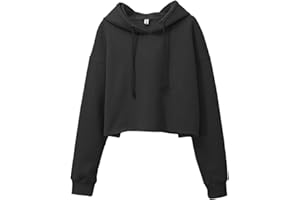 Amazhiyu Women's Cropped Hoodies Long Sleeves Fleece Crop Top Sweatshirt with Hooded