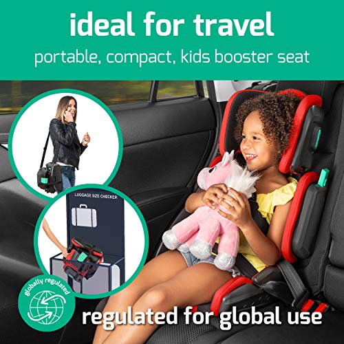 mifold hifold fit-and-fold Highback Booster Seat, – Adjustable Narrow, Foldable Booster Car Seat for Everyday, Travel, Carpooling and More – Racing Red