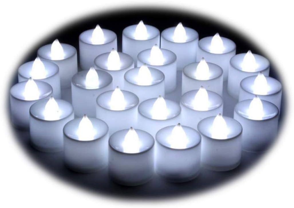 50 pièces de bougies chauffe-plat sans flamme à LED réalistes vacillantes fonctionnant à piles, mode éclairage continu, bougies électriques artificielles longue durée blanches pour décoration de fête