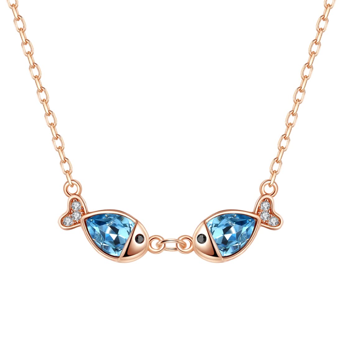 Caimeytie Sterling Silver Necklace for Women and Girls with Blue kiss Fish Pendant Cubic Zirconia