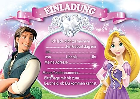 10 Inviti Alla Festa Di Compleanno Bambini Rapunzel L