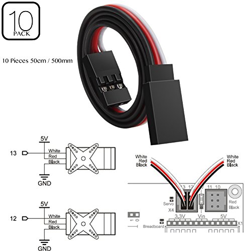 VIMVIP 50cm 500mm Male to Female Servo Extension Lead Wire Cable for KK MWC Eagle Control Board (Pack of 10pcs)