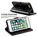 MONASAY Case Compatible for iPhone SE 2022/2020 5G,iPhone 7/8 Wallet Case,4.7-inch, [Glass Screen Protector] Flip Folio Leather Cell Phone Cover with Credit Card Holder, Black