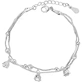 Delicate Lily of the Valley Layered Bracelet for Women Minimalist Cute Morning Glory Charm Link Adjustable Chain Stacking Bracelets Fashion Wedding Sweet Jewelry for Girlfriend Her