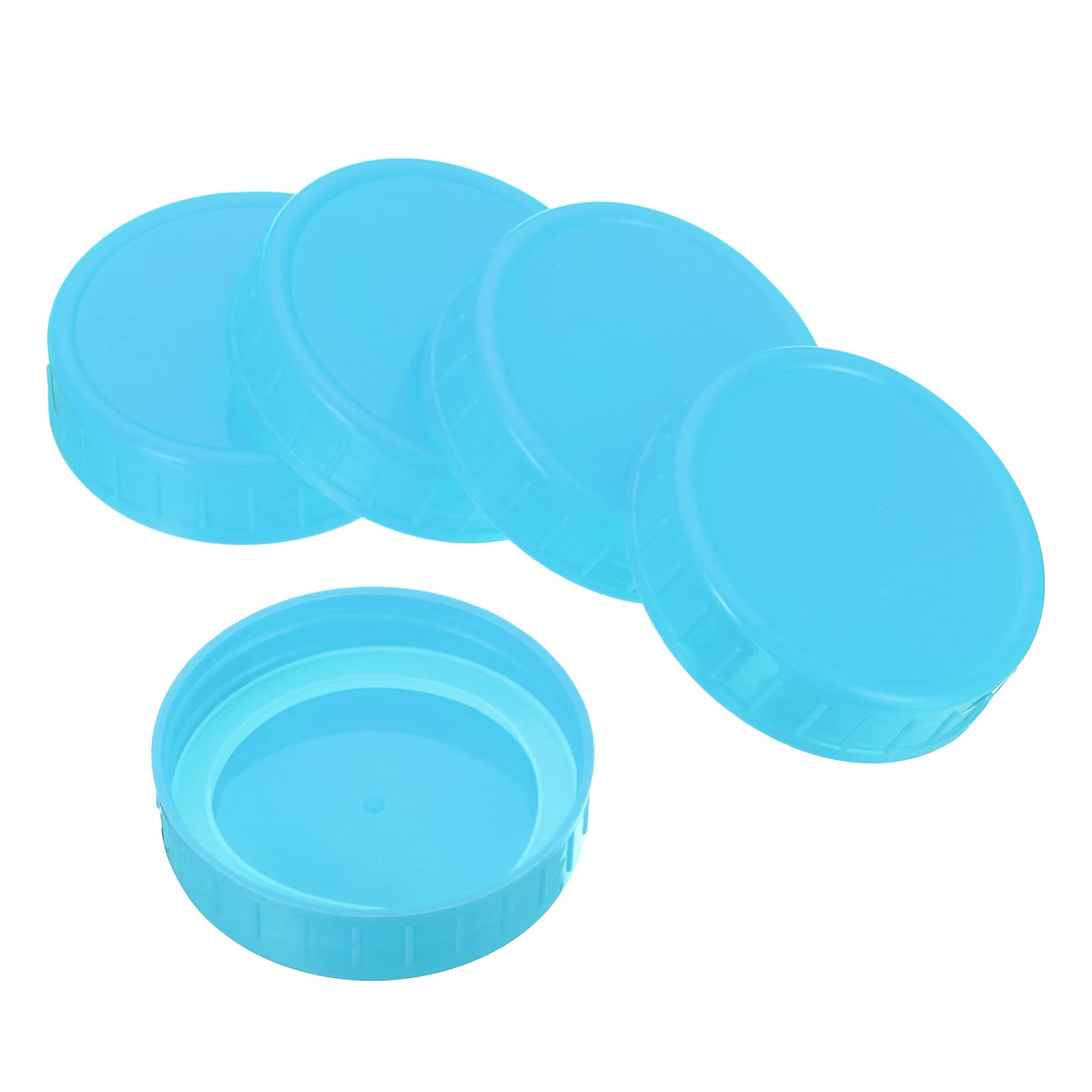 PATIKIL 70mm Regular Mouth Plastic Mason Jar Lids, 1Set/6 Pack Canning Jars Caps with Silicone Sealing Ring for Kitchen Storage, Sky Blue