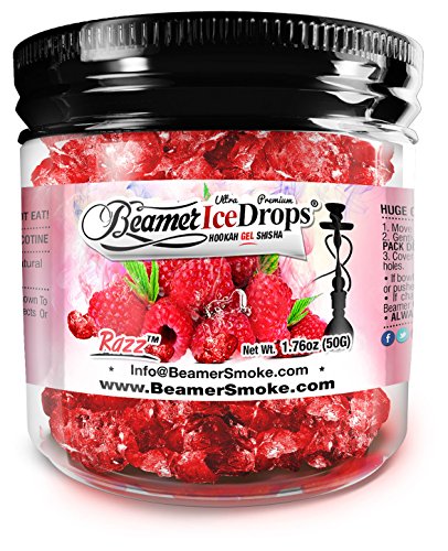 Razz 50G Ultra Premium Beamer Ice Drops Hookah Shisha Smoking Gel. Each bowl lasts 2-4 Hours! USA Made, Huge Clouds, Amazing Taste! Better Taste & Clouds than Tobacco!