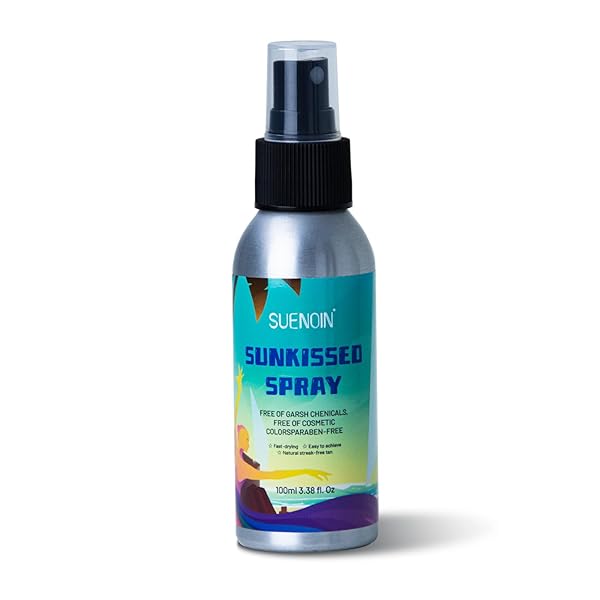 SUENOIN AIRBRUSH TANNING SPRAY TRAVEL SIZE 100ML, PROGRESSIVE TANNING SPRAY SELF TANNER WITH ERYTHRULOSE AND DIHYDROXYACETONE, ALCOHOL-FREE, OIL-FREE, AND NON-COMEDOGENIC, MEDIUM INTENSITY