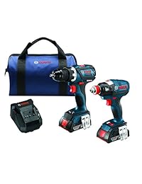 Bosch CLPK238-181 - Juego de 2 herramientas de 18 V con destornillador de impacto listo para llave de vaso de 1 4" y 1 2" y taladro destornillador de 1 2 pulgadas, color azul