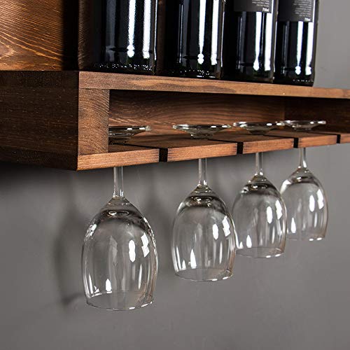 KINMADE Industrial Wine Racks Wall Mounted with Stem Glass Holder,Metal