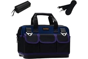 FASTECH 20in Heavy Duty Bottom Tool Bag With Wide Mouth for Tool Storage, Carrier and Organizer, Tool Bag for Men/Women, Wide Mouth Tool Bag With Inside Pockets (20 Inch)