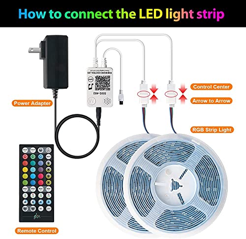 LED Strip Lights, Waterproof 32.8ft Led Music Sync Color Changing Light with 44keys Music Remote Controller, Led Lights for Room, Bedroom, TV, Party