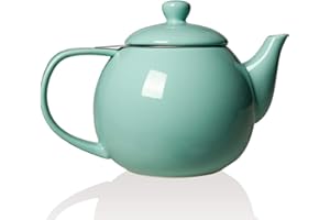 Sweejar Porcelain Teapot with Infuser and Lid,Teaware with Filter 30 OZ for Tea/Coffee/Milk/Women/Office/Home/Gift(Turquoise)