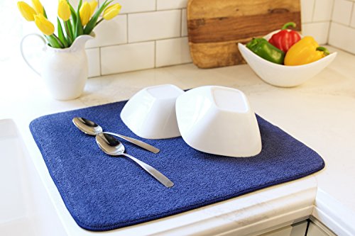 Kitchen Basics 594301 Reversible Dish Drying Mat, Large, Blue