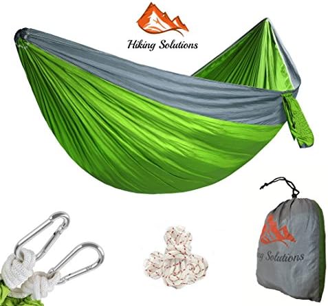 Camping Hammocks Single and Double Outdoor Portable Lightweight Nylon Hammocks by Hiking Solutions Plus Bag and Hanging Set for Outdoors Backpacking Camping Travel Yard and Garden