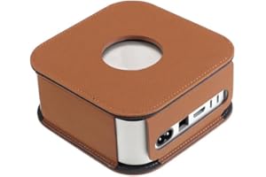 for Mac mini M4 / M4 Pro Computer Host Dustproof Leather Case Shockproof Protective Cover(Brown)