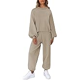 Viottiset Women's 2 Piece Outfits Sweatsuit Casual Knit Pullover Sweater Pajamas Lounge Set