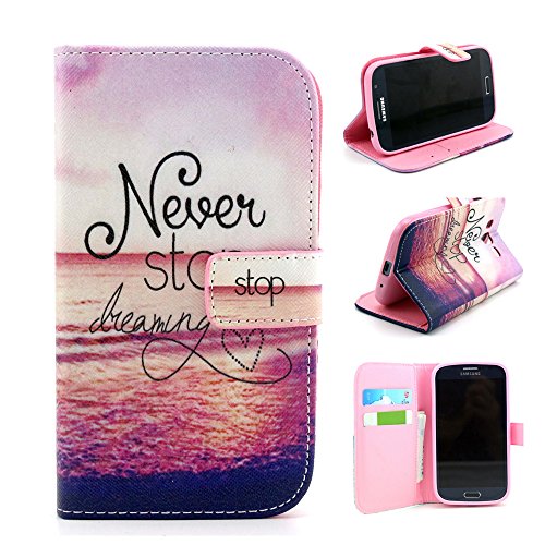 I9060 Case,I9082 Case,Galaxy Grand Neo I9060 Case,IVY [ Never Stop Dreaming ] - Synthetic Leather Flip With Support Stents Wallet Card TPU Case Cover Skin For Samsung Galaxy Grand Neo I9060 / Samsung Galaxy Grand Duos i9082