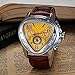 Men's Automatic Mechanical Triangle Dial Leather Band Wrist Watch - Yellow
