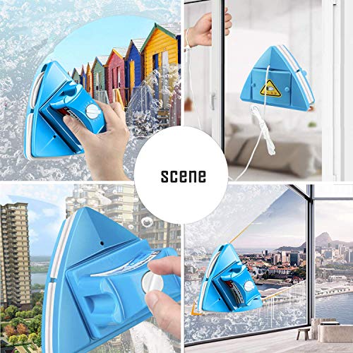 MAKINGTEC Magnetic Window Cleaning Tools, Double-Sided Window Cleaner Glass Wiper, Washing Brush Tools, Outside Window Cleaner Tool, for High-Rise Double Glazed Windows (Glass Thickness（4-22mm）)