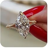 18K Gold Plated Elegant Pear-Shaped Cubic Zirconia Engagement Ring for Women - Vintage Inspired Solitaire Bridal Ring with Sparkling Diamond Simulant Size 7