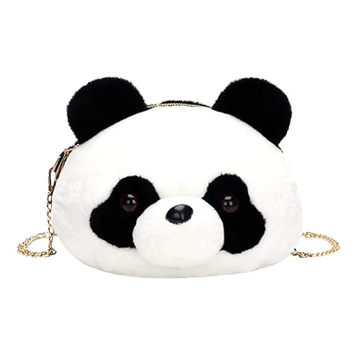 asiproper Womens Plush Panda Crossbody Zipper Messenger Bag (One Size)